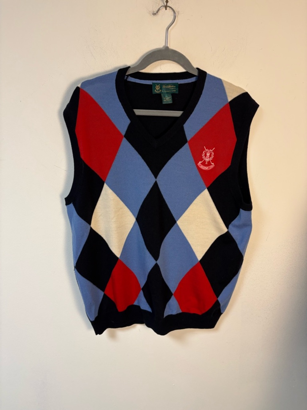Brooks Brothers + St Andrews Links Argyle Sweater Vest Merino Wool Large